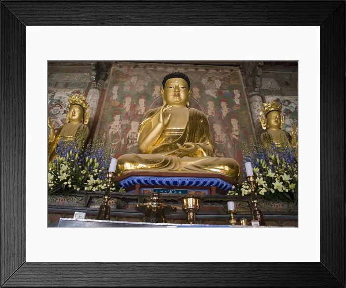 Framed Print : KOREA. Seokguram Grotto. Pulguksa Temple. Representation of the Three Buddhas: past (left), present (middle) and future. Sculpture. AISA / Everett Collection**US SALES ONLY** Framed Print : KOREA. Seokguram Grotto. Pulguksa Temple. Representation of the Three Buddhas: past (left), present (middle) and future. Sculpture. AISA / Everett Collection**US SALES ONLY**