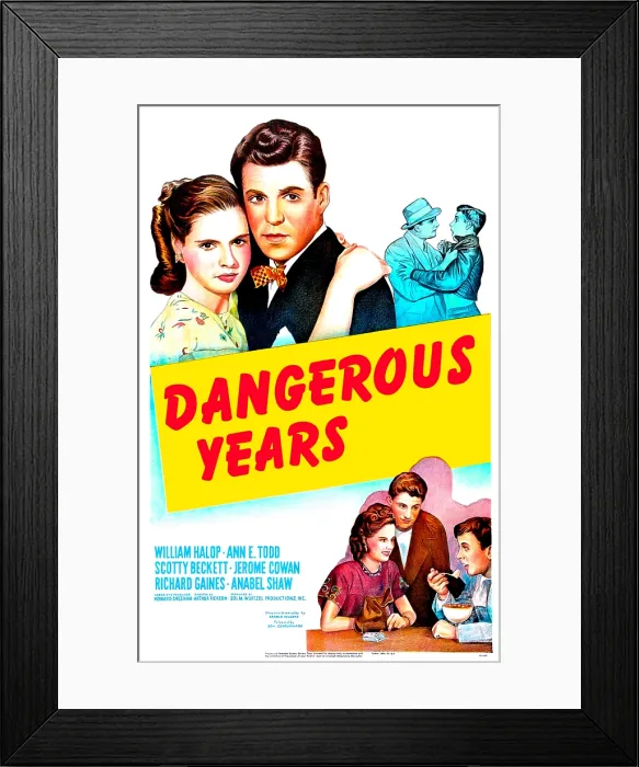 Framed Print : DANGEROUS YEARS, US poster, top left from left: Ann E. Todd, William Halop (aka Billy Halop), bottom right from left: Ann E