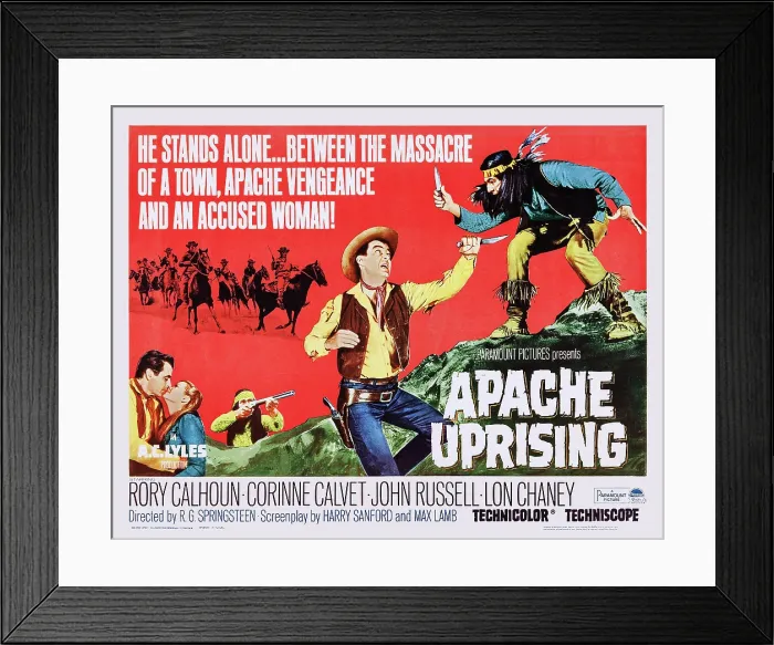 Framed Print : APACHE UPRISING, US lobbycard, Rory Calhoun, (center), 1965 Framed Print : APACHE UPRISING, US lobbycard, Rory Calhoun, (center), 1965