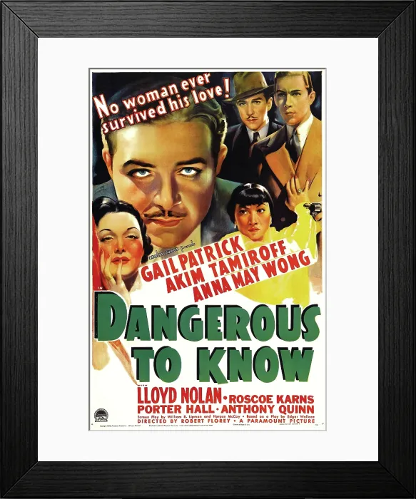 Framed Print : DANGEROUS TO KNOW, US poster art, clockwise from far left: Gail Patrick, Akim Tamiroff, Lloyd Nolan, Anthony Quinn, Anna May Wong, 1938