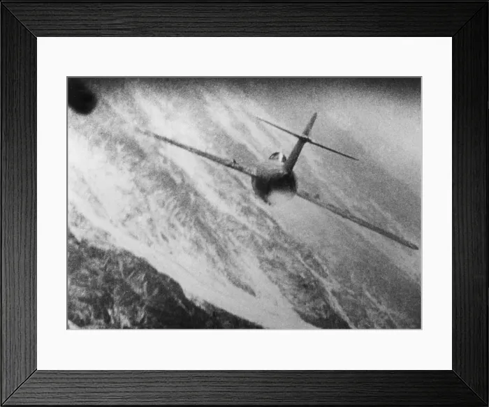 Framed Print : Gun camera photo of a MiG-15 being attacked by a USAF fighter during the Korean War, 1950-53. (BSLOC_2014_11_234) Framed Print : Gun camera photo of a MiG-15 being attacked by a USAF fighter during the Korean War, 1950-53. (BSLOC_2014_11_234)