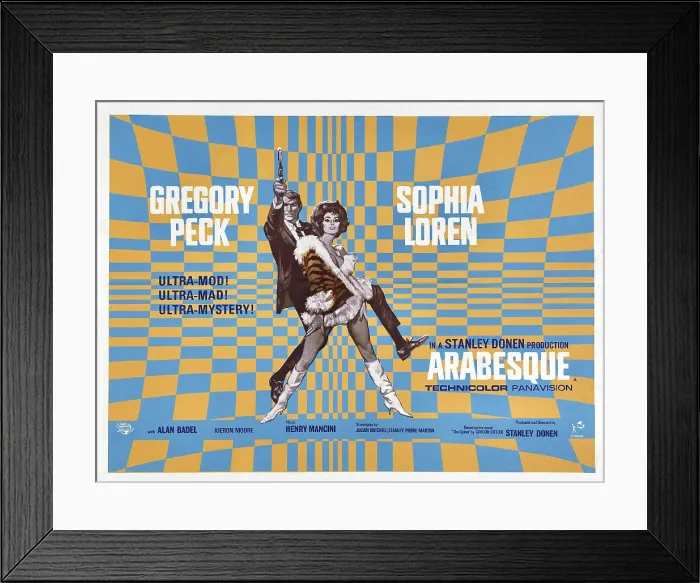 Framed Print : ARABESQUE, US lobby card, from left: Gregory Peck, Sophia Loren, 1966