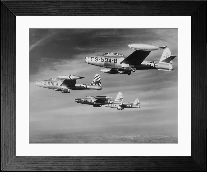 Framed Print : U.S. F-84 Thunderjets on bombing mission north of the 38th parallel during the Korean War. Ca. 1950-53.. (BSLOC_2014_11_227)