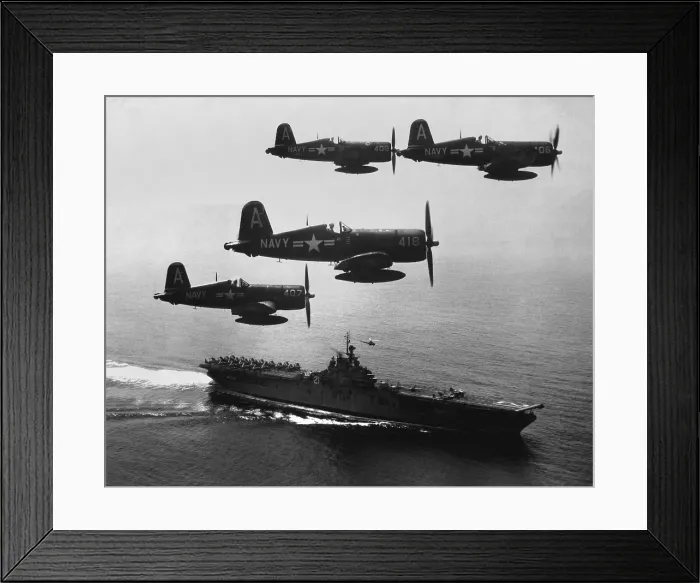 Framed Print : F4U's (Corsairs) returning from a combat mission over North Korea to the USS Boxer. Planes in the next strike are about to be launched from the carrier flight deck. Sept Framed Print : F4U's (Corsairs) returning from a combat mission over North Korea to the USS Boxer. Planes in the next strike are about to be launched from the carrier flight deck. Sept