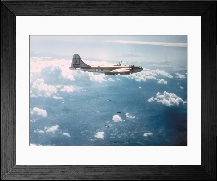 Framed Print : B-29 bombing a target in North Korea. Ca. 1950-51 during the Korean War. (BSLOC_2014_11_222)