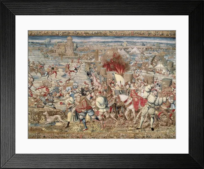 Framed Print : Battle of Pavia (1525). Escape of Francis I of France. Tapestry after a Bernard van Orley's cardboard. Flemish art. Tapestry. ITALY. Naples. National Museum of Capodimonte Framed Print : Battle of Pavia (1525). Escape of Francis I of France. Tapestry after a Bernard van Orley's cardboard. Flemish art. Tapestry. ITALY. Naples. National Museum of Capodimonte