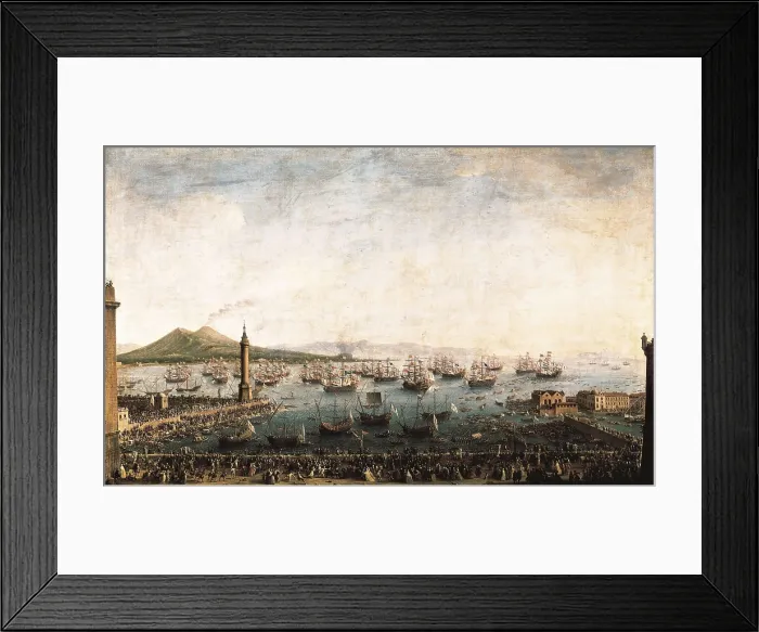 Framed Print : JOLI de DIPI, Antonio (1700-1770). The Embarkation of Charles III in the Port of Naples. ca. 1759. In the foreground, in a car, there is the Marquess of Tanucci, Prime Minister Framed Print : JOLI de DIPI, Antonio (1700-1770). The Embarkation of Charles III in the Port of Naples. ca. 1759. In the foreground, in a car, there is the Marquess of Tanucci, Prime Minister