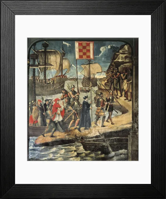Framed Print : BORGOA, Juan de (1465-1536). The Conquest of Oran by Cardinal Cisneros. 1517. SPAIN. Toledo. Mozarab Chapel. Disembarkation in the coast of Oran (1509). Painting