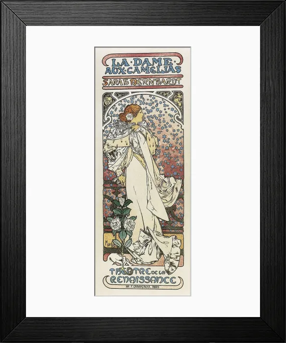 Framed Print : MUCHA, Alphonse Maria (1860-1939). The Lady of the Camellias. 1896. Modernism. Litography. AISA / Everett Collection - Image has fine art copyright Framed Print : MUCHA, Alphonse Maria (1860-1939). The Lady of the Camellias. 1896. Modernism. Litography. AISA / Everett Collection - Image has fine art copyright