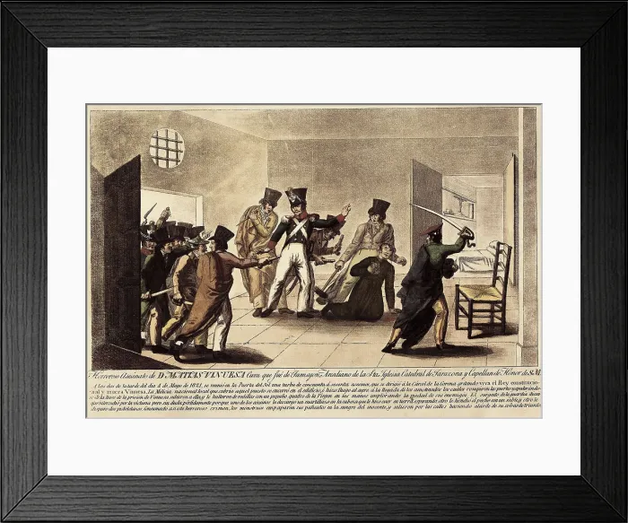 Framed Print : VINUESA, Matas (1770-1821). Assault ot the prison and killing of Vinuesa. Engraving. SPAIN. Madrid. Municipal Museum. AISA / Everett Collection**US SALES ONLY**