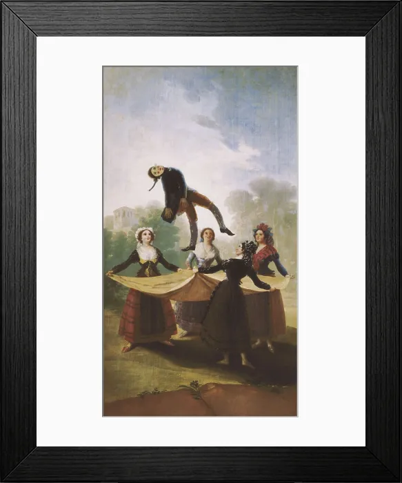 Framed Print : GOYA Y LUCIENTES, Francisco de (1746-1828). El Pelele (The Straw Mannikin). 1791 - 1792. Painted for the Infantes Bedroom at El Pardo, where the tapestry is kept