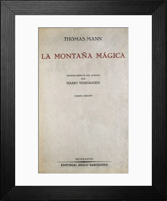 Framed Print : MANN, Thomas (1875-1955). Cover of the 'The Magic Mountain', translated by Mario Verdaguer and published in Barcelona en 1937. AISA / Everett Collection**US SALES ONLY**