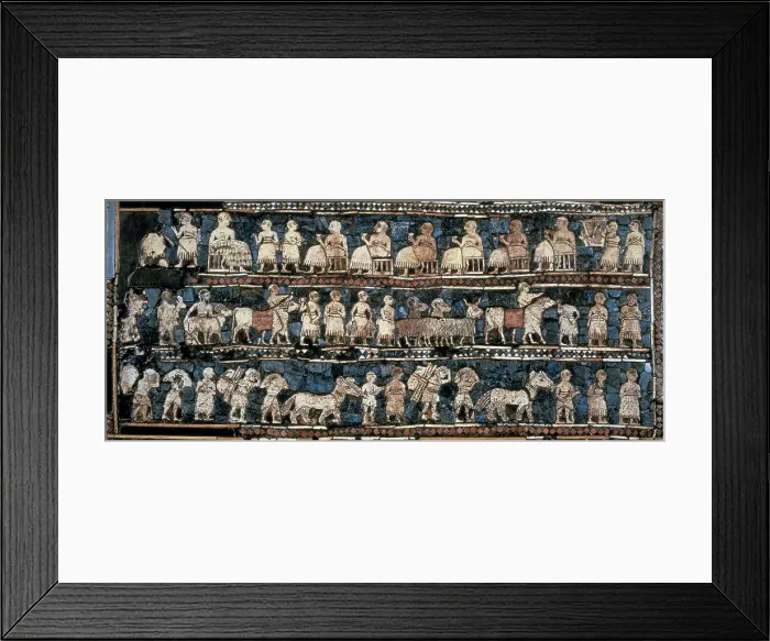 Framed Print : The Standard of Ur. 2600 -2400 BC. Peace panel. Babylonian art. Mosaic. UNITED KINGDOM. London. The British Museum. Proc: IRAQ. Ur. AISA / Everett Collection**US SALES ONLY**