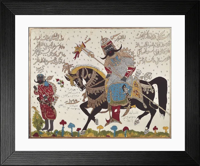 Framed Print : Antarah ibn Shadd?d (525-615). Antarah ibn-Shaddad al Absi on horseback. Painting. SYRIA. Damascus. Hazem Palace. AISA / Everett Collection**US SALES ONLY** Framed Print : Antarah ibn Shadd?d (525-615). Antarah ibn-Shaddad al Absi on horseback. Painting. SYRIA. Damascus. Hazem Palace. AISA / Everett Collection**US SALES ONLY**
