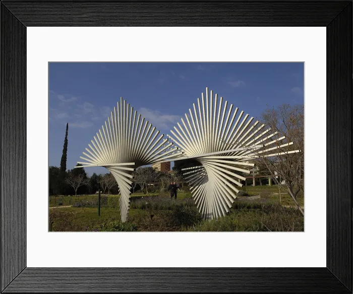 Framed Print : ALFARO HERNANDEZ, Andreu (1929). Two Rhombus. 1977. SPAIN. Barcelona. Cervantes Park. Sculpture. AISA / Everett Collection - Image has fine art copyright Framed Print : ALFARO HERNANDEZ, Andreu (1929). Two Rhombus. 1977. SPAIN. Barcelona. Cervantes Park. Sculpture. AISA / Everett Collection - Image has fine art copyright