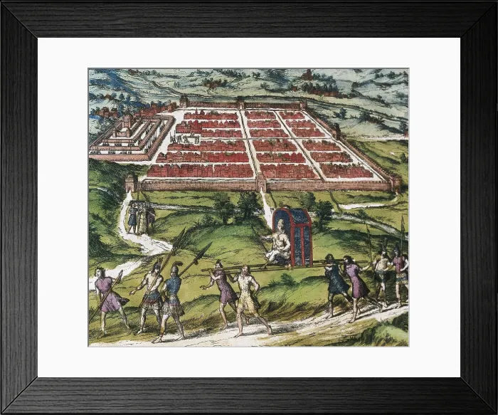 Framed Print : HOGENBERG, Franz (1535-1590). Civitatis Orbis Terrarum. 1572-1617. Cuzco (1572). Detail of the engraving for the volume I of 'Civitatis Orbis Terrarum', by George Braun