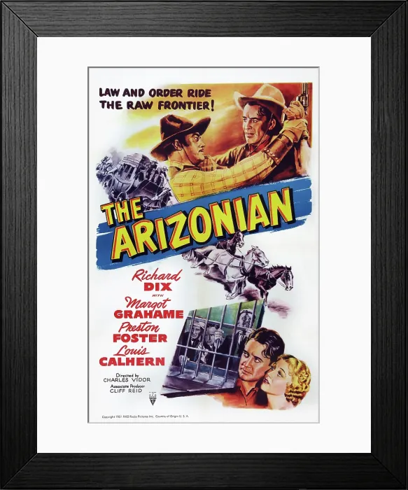 Framed Print : THE ARIZONIAN, US poster art, bottom from left: Richard Dix, Margot Grahame, 1935