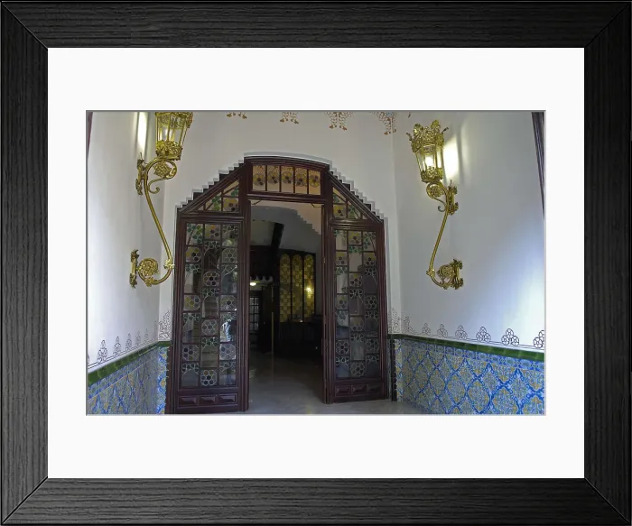 Framed Print : PUIG I CADAFALCH, Josep (1867-1957). Terrades House or House of the Points. SPAIN. Barcelona. Entrance. Modernism. Architecture