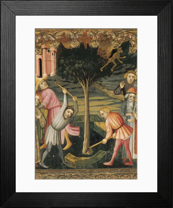 Framed Print : CABRERA, Jaume (1394-1432). Altarpiece of Saint Michael and Saint Nicholas. 1406. SPAIN. Manresa. Basilica of Santa Maria de la Seu of Manresa. Predella. International gothic