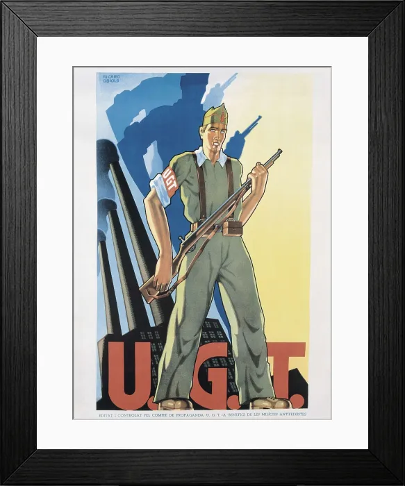 Framed Print : Spanish Civil War (1936-1939). Poster of the socialist trade union UGT, by Ricard Obiols. SPAIN. Salamanca. Archivo Histrico Nacional. AISA / Everett Collection**US SALES ONLY** Framed Print : Spanish Civil War (1936-1939). Poster of the socialist trade union UGT, by Ricard Obiols. SPAIN. Salamanca. Archivo Histrico Nacional. AISA / Everett Collection**US SALES ONLY**