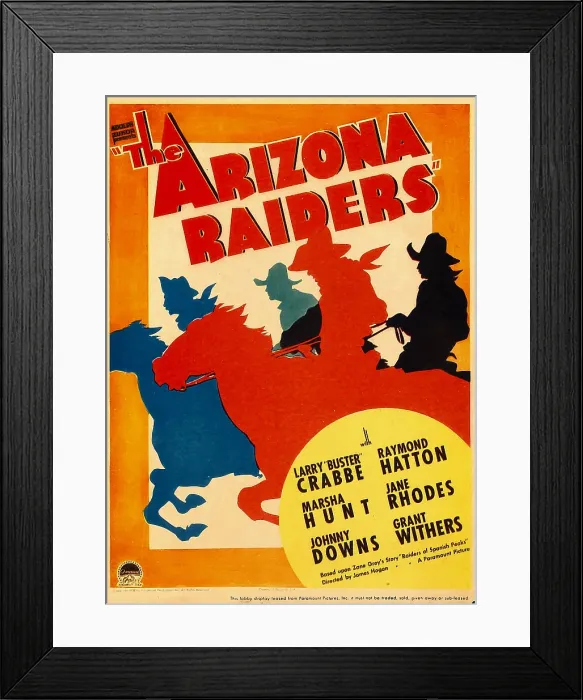 Framed Print : THE ARIZONA RAIDERS, midget window card, 1936