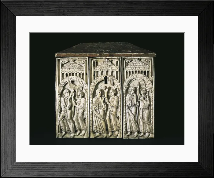 Framed Print : Beatitudes Ark. 11th c. Romanesque art. Sculpture on ivory. SPAIN. Madrid. National Museum of Archaeology. Proc: SPAIN. Len. Royal Collegiate Church of San Isidoro