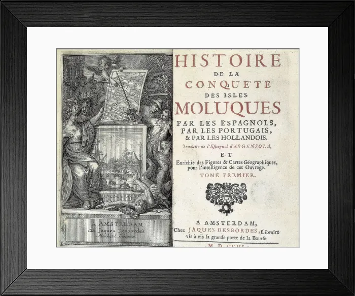 Framed Print : ARGENSOLA, Bartolom Leonardo de (1562-1631). Title page of 'Historia de la conquista de la islas Molucas' (History of the Molucas Islands conquest)