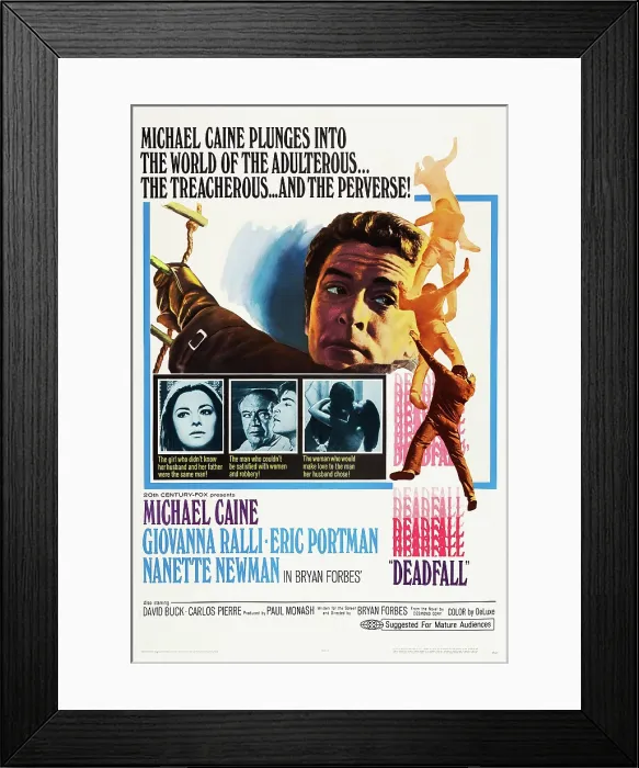 Framed Print : DEADFALL, US poster, Michael Caine (top), bottom from left: Giovanna Ralli, Eric Portman, 1968, TM & Copyright 20th Century Fox Film Corp. / courtesy Everett Collection
