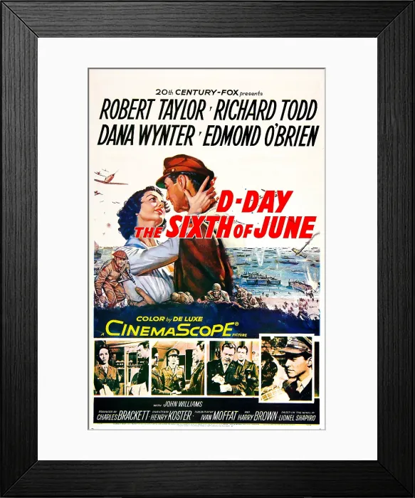 Framed Print : D-DAY THE SIXTH OF JUNE, US poster, Dana Wynter, Robert Taylor, 1956. 20th Century Fox, TM & Copyright / Courtesy Everett Collection