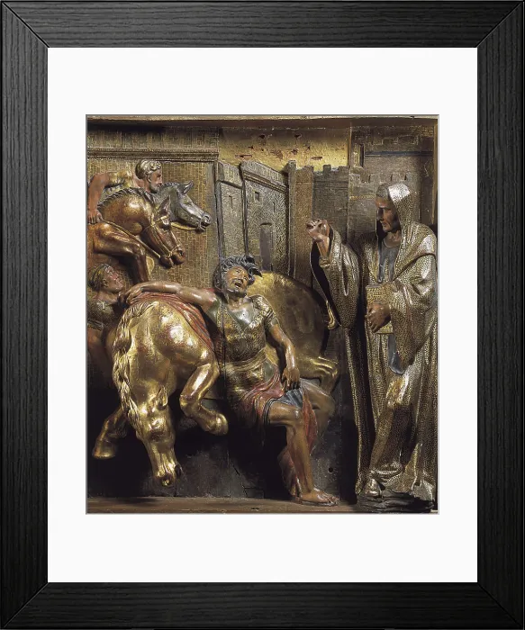Framed Print : BERRUGUETE, Alonso (1480-1561). Altarpiece of San Benito el Real. 1526. Saint Paul's Conversion. Polychromatic relief. Renaissance art. Sculpture. SPAIN. Valladolid Framed Print : BERRUGUETE, Alonso (1480-1561). Altarpiece of San Benito el Real. 1526. Saint Paul's Conversion. Polychromatic relief. Renaissance art. Sculpture. SPAIN. Valladolid