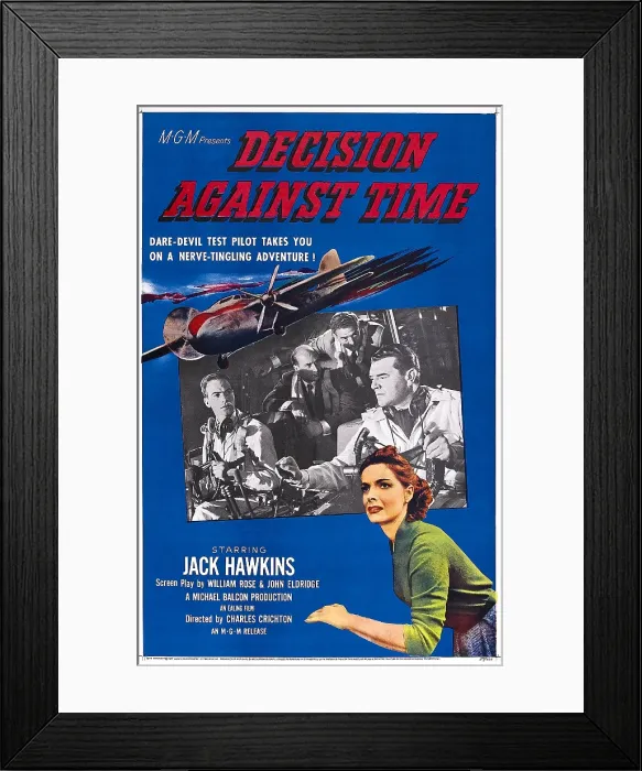 Framed Print : DECISION AGAINST TIME, (aka THE MAN IN THE SKY), US poster, insert right: Jack Hawkins, bottom: Elizabeth Sellars, 1957