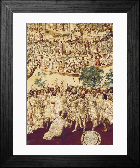 Framed Print : AISA / Everett Collection MONTEZUMA II (1467-1520); GONZALEZ, Miguel (17th century); CORTS, Hernn (1485-1547)