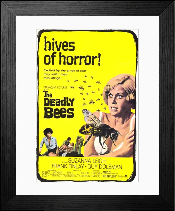 Framed Print : THE DEADLY BEES, from left: Katy Wild, Guy Doleman, Suzanna Leigh, Catherine Finn, 1967