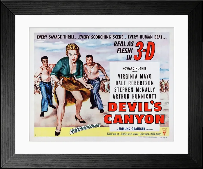 Framed Print : DEVIL'S CANYON, US poster art, from left: Dale Robertson, Virginia Mayo, Stephen McNally, 1953