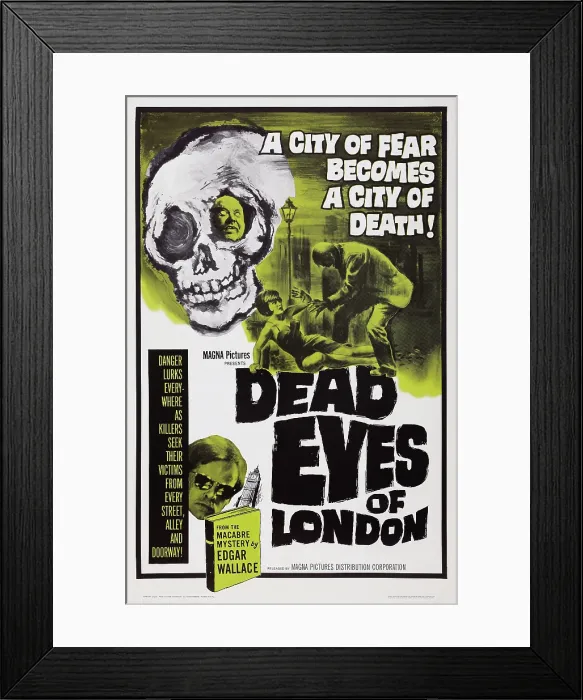 Framed Print : DEAD EYES OF LONDON, poster art, top l-r: Ady Berber, Anneli Sauli [aka Ann Savo], bottom: Klaus Kinski, 1961