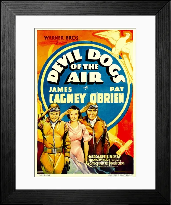 Framed Print : DEVIL DOGS OF THE AIR, from left: James Cagney, Margaret Lindsay, Pat O'Brien on midget window card, 1935 Framed Print : DEVIL DOGS OF THE AIR, from left: James Cagney, Margaret Lindsay, Pat O'Brien on midget window card, 1935