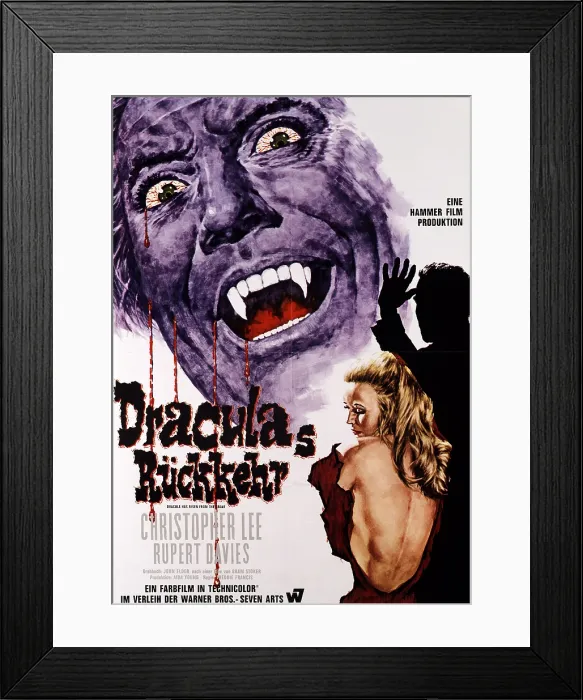 Framed Print : DRACULA HAS RISEN FROM THE GRAVE, Christopher Lee, Veronica Carlson, 1968