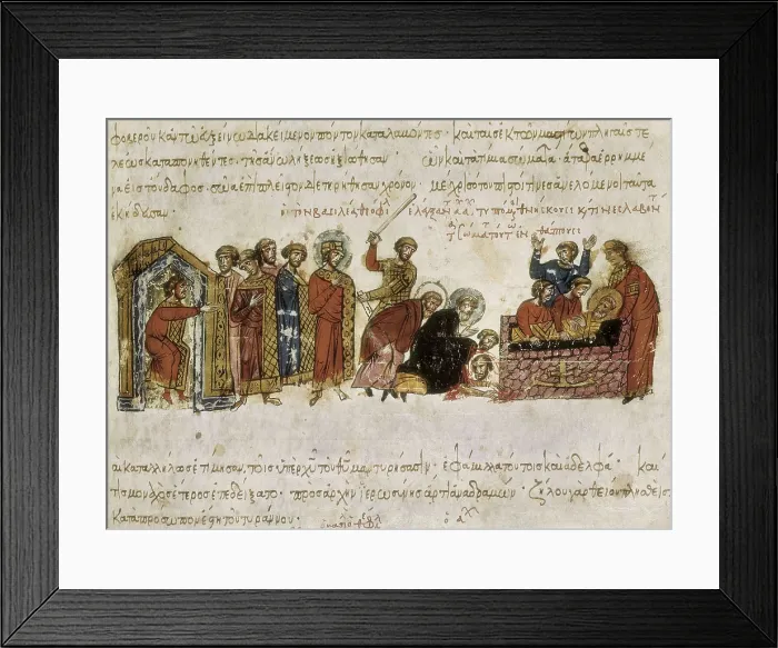 Framed Print : Byzantine Empire. Fight against the images. Illustration of Johannes Skylitzes work 'Chronicle of the events that happened between 811-857'(14th c.) Framed Print : Byzantine Empire. Fight against the images. Illustration of Johannes Skylitzes work 'Chronicle of the events that happened between 811-857'(14th c.)