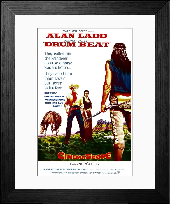 Framed Print : DRUM BEAT, US poster, center from left: Audrey Dalton, Alan Ladd, 1954 Framed Print : DRUM BEAT, US poster, center from left: Audrey Dalton, Alan Ladd, 1954
