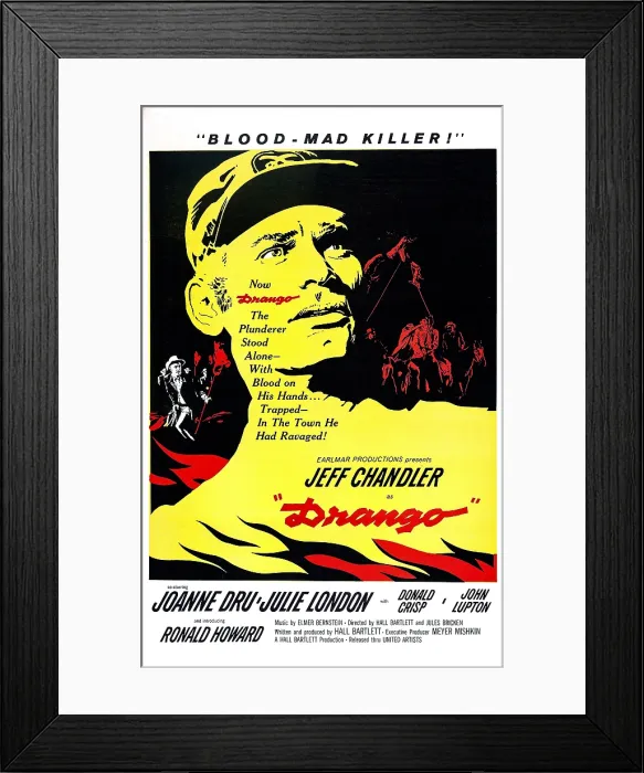 Framed Print : DRANGO, US poster, Jeff Chandler (center), 1957