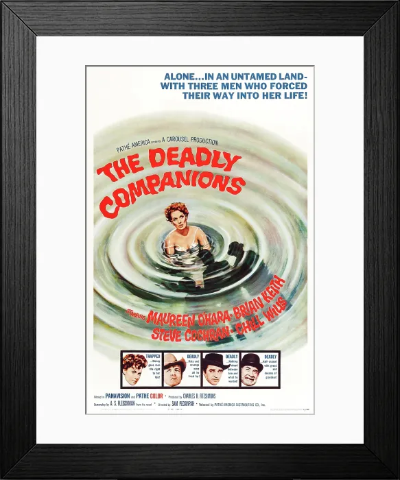 Framed Print : THE DEADLY COMPANIONS, (aka TRIGGER HAPPY), US poster art, bottom from left: Maureen O'Hara, Brian Keith, Steve Cochran, Chill Wills, 1961 Framed Print : THE DEADLY COMPANIONS, (aka TRIGGER HAPPY), US poster art, bottom from left: Maureen O'Hara, Brian Keith, Steve Cochran, Chill Wills, 1961