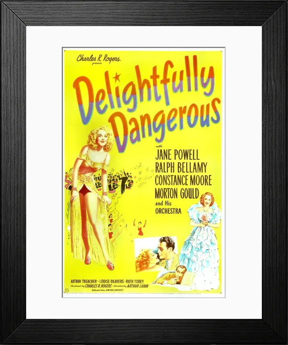 Framed Print : DELIGHTFULLY DANGEROUS, Jane Powell (left), inset: Jane Powell, Ralph Bellamy, 1945 Framed Print : DELIGHTFULLY DANGEROUS, Jane Powell (left), inset: Jane Powell, Ralph Bellamy, 1945