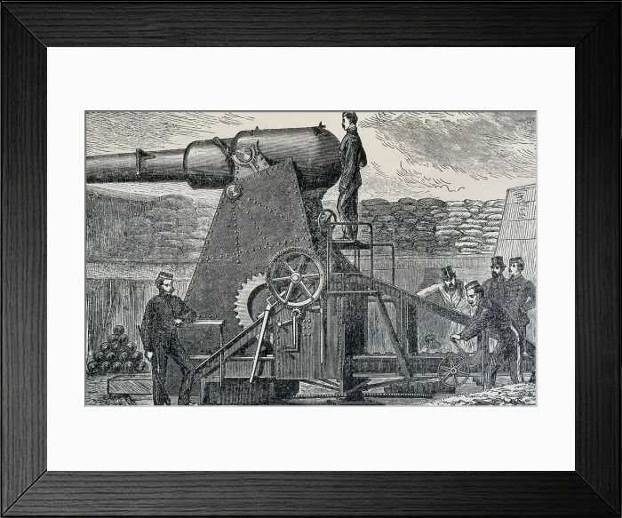 Framed Print : Franco-Prussian War (1870). Moncrieff gun. Etching. AISA / Everett Collection**US SALES ONLY**