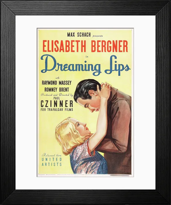 Framed Print : DREAMING LIPS, US poster art, from left: Elisabeth Bergner, Raymond Massey, 1937