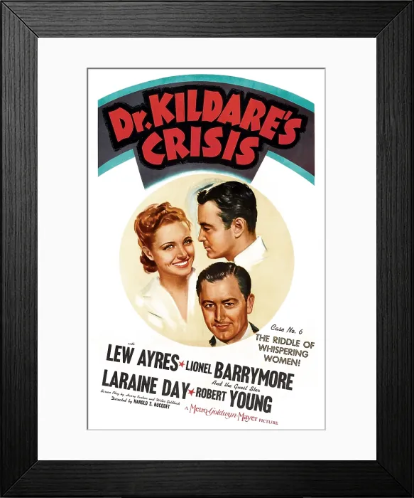 Framed Print : DR. KILDARE'S CRISIS: Case No. 6, The Riddle Of Whispering Women!, US poster, clockwise from left: Laraine Day, Lew Ayres, Robert Young, 1940 Framed Print : DR. KILDARE'S CRISIS: Case No. 6, The Riddle Of Whispering Women!, US poster, clockwise from left: Laraine Day, Lew Ayres, Robert Young, 1940