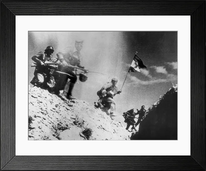 Framed Print : Spanish Civil War. Soldiers of the nationalist side during a battle. AISA / Everett Collection**US SALES ONLY** Framed Print : Spanish Civil War. Soldiers of the nationalist side during a battle. AISA / Everett Collection**US SALES ONLY**