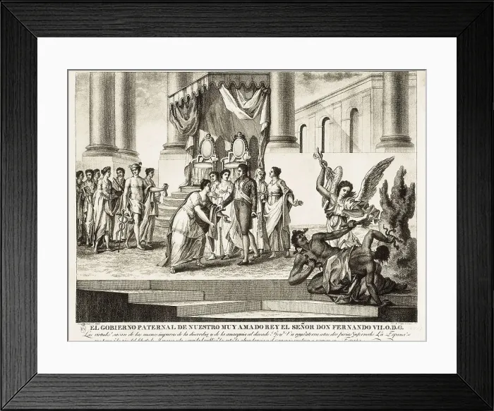 Framed Print : Spain (1814-1833). 'El gobierno paternal de nuestro muy amado rey Fernando VII' (The paternal government of our beloved king Fernando VII). SPAIN. Madrid Framed Print : Spain (1814-1833). 'El gobierno paternal de nuestro muy amado rey Fernando VII' (The paternal government of our beloved king Fernando VII). SPAIN. Madrid