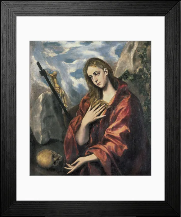 Framed Print : Greco, Domnikos Theotokpoulos, called El (1541-1614). Mary Magdalen in Penitence. 1585-1590. Mannerism art. Oil on canvas. SPAIN. Sitges. Cau Ferrat Museum