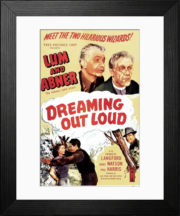Framed Print : DREAMING OUT LOUD, US poster, top from left: Chester Lauck, Norris Goff, bottom far left: Frances Langford, bottom right: Phil Harris, 1940