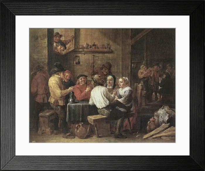Framed Print : TENIERS II, David, 'the Younger' (1610-1690). Smokers and Drinkers. ca. 1650. Flemish art. Oil on canvas. SPAIN. Madrid. Prado Museum